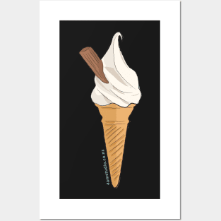 Hand Drawn New Zealand Soft Serve Ice Cream - Mr Whippy Posters and Art